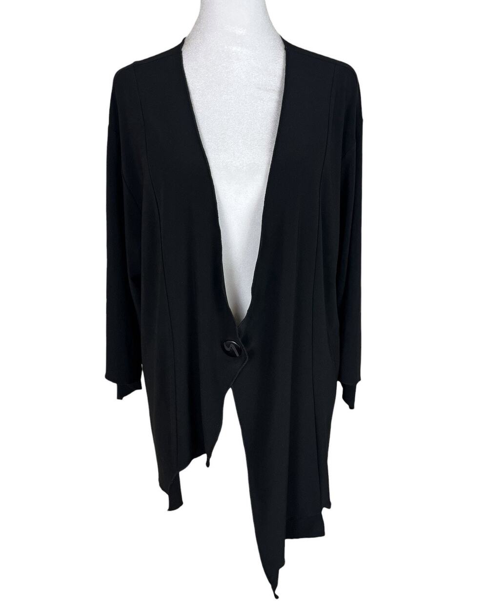 Sympli The Best Black Button Cardigan Lagenlook Minimalist Capsule Size 14